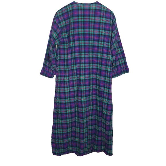 ORVIS USA Plaid Vintage Quilted 100% COTTON NIGHTGOWN + Robe LARGE Flannel - Picture 4 of 6